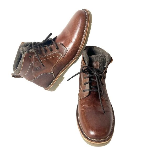 Steve Madden Brown Leather Chukka Boots Mens Sz 11 Combat Lace Up Comfort Casual - Picture 2 of 12